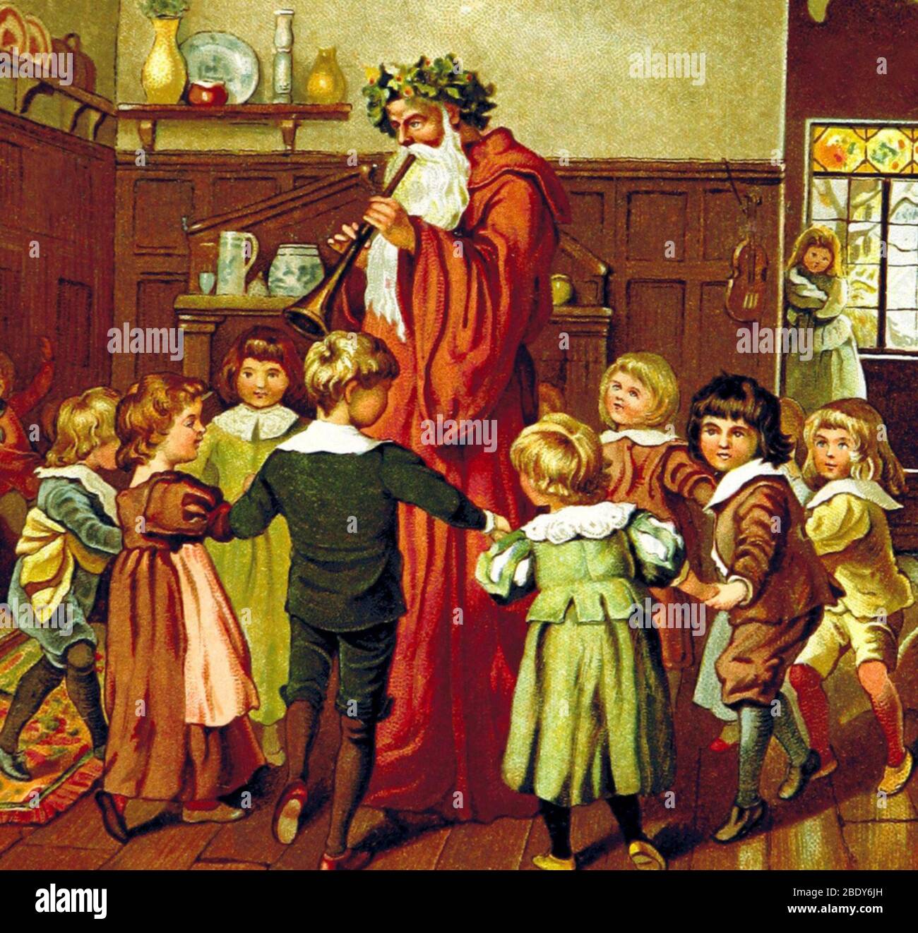 Father Christmas and Children, 1894 Stock Photo