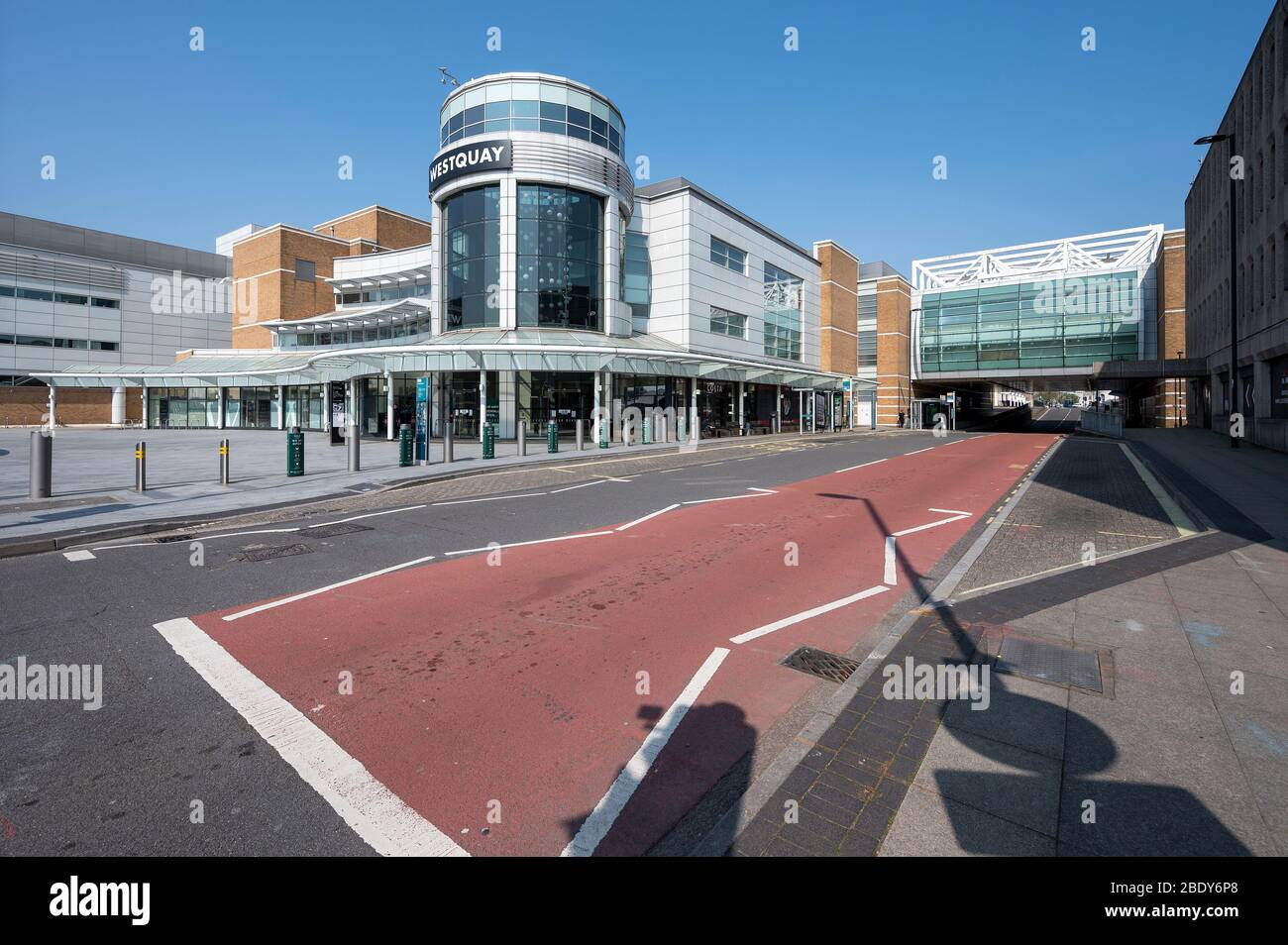 Empty streets in Southampton City Centre on Good Friday 2020 during Coronavirus lockdown. Stock Photo