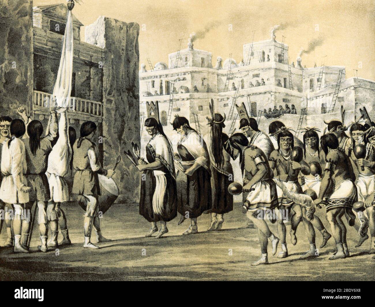 Buffalo Dance, Zuni Pueblo, 1850s Stock Photo