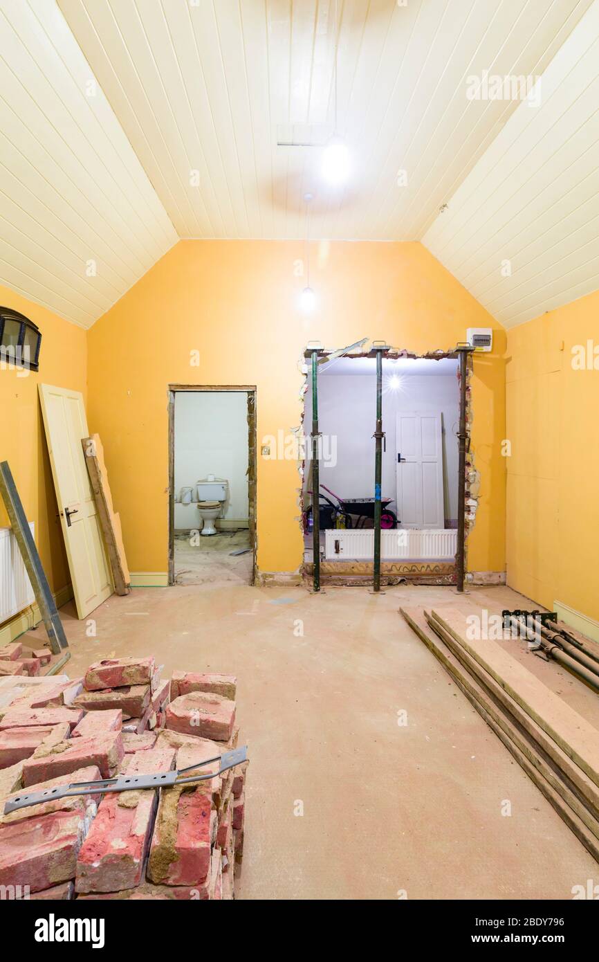 Room interior during building work and renovation of a UK house Stock Photo