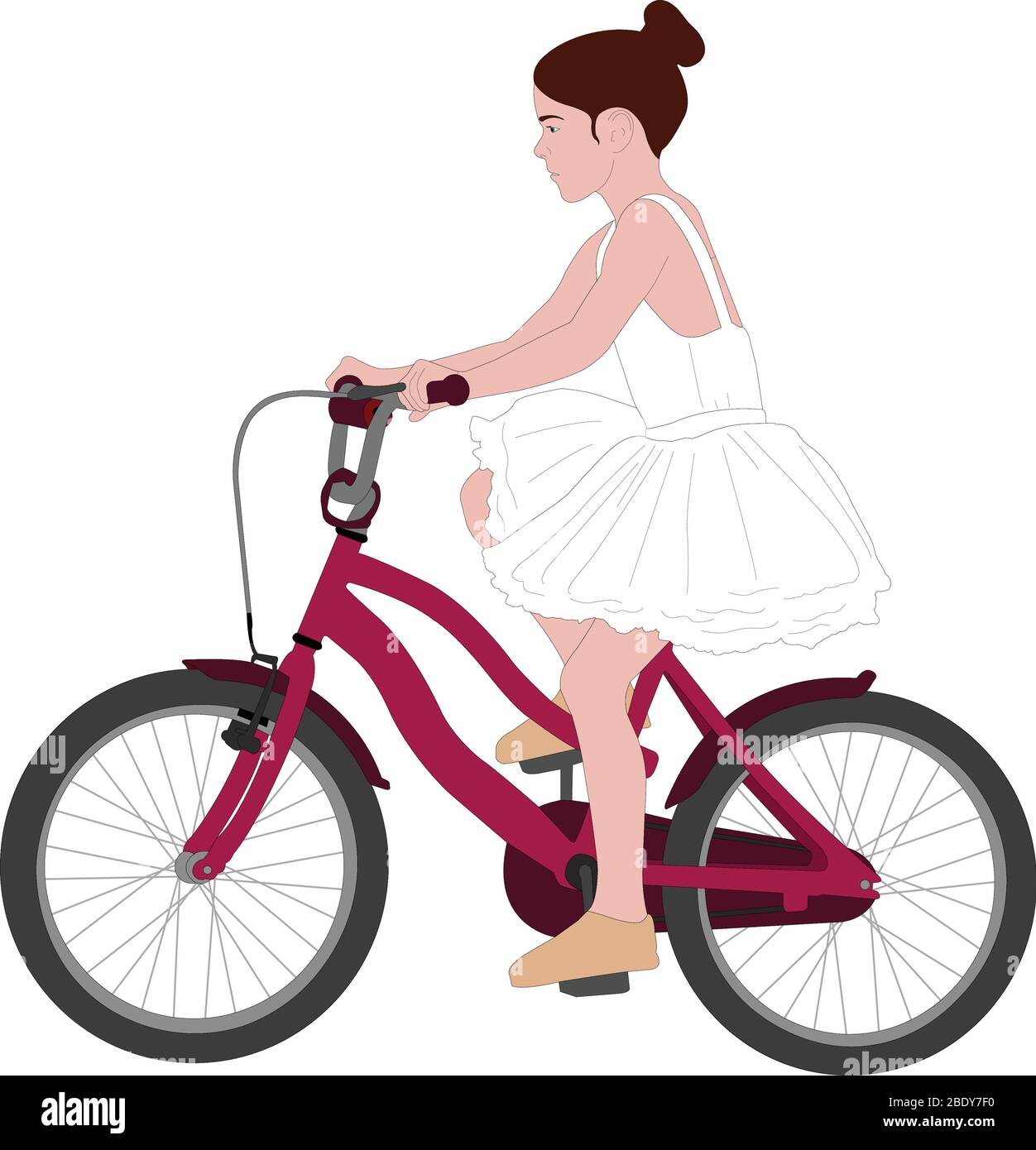 little ballerina on bicycle - vector illustration Stock Vector