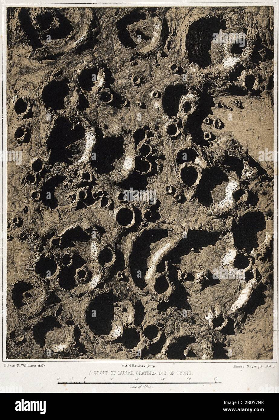 James Nasmyth, Craters on the Moon, 1863 Stock Photo