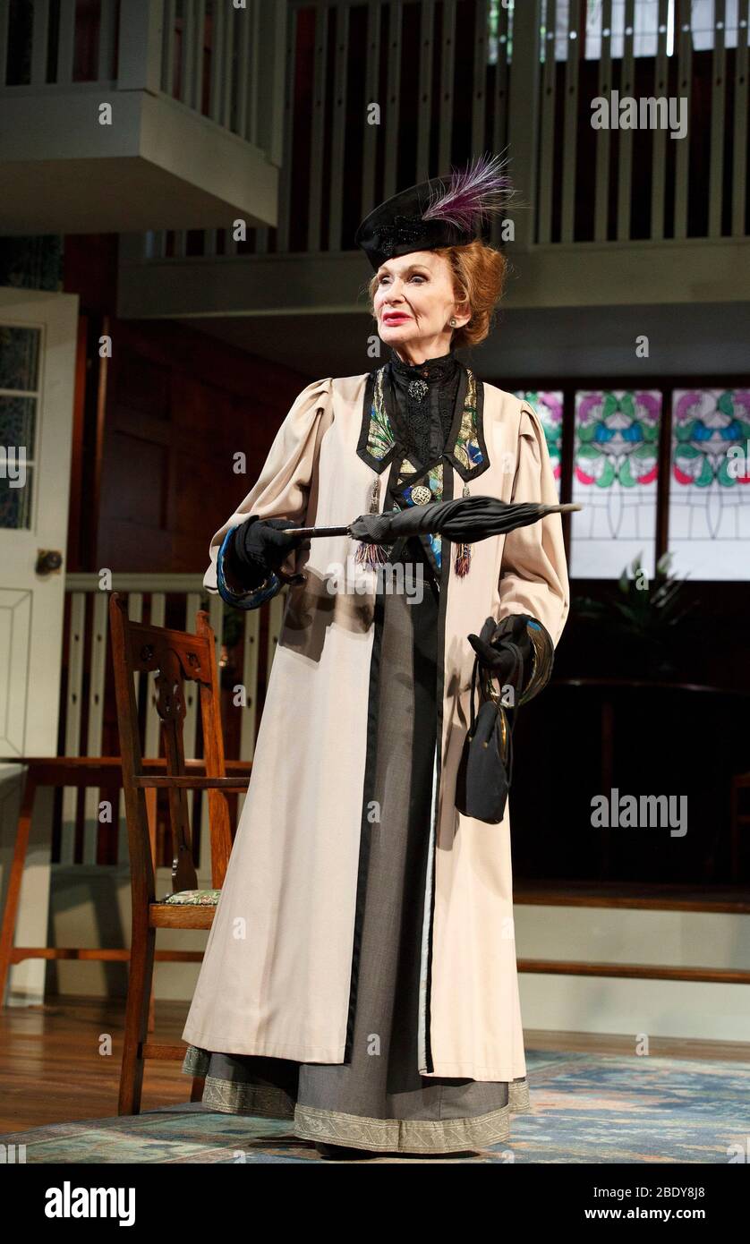 Sian Phillips as Lady Bracknell in THE IMPORTANCE OF BEING EARNEST by Oscar Wilde at the Harold Pinter Theatre, London in 2014 design: William Dudley lighting: Oliver Fenwick director: Lucy Bailey Stock Photo