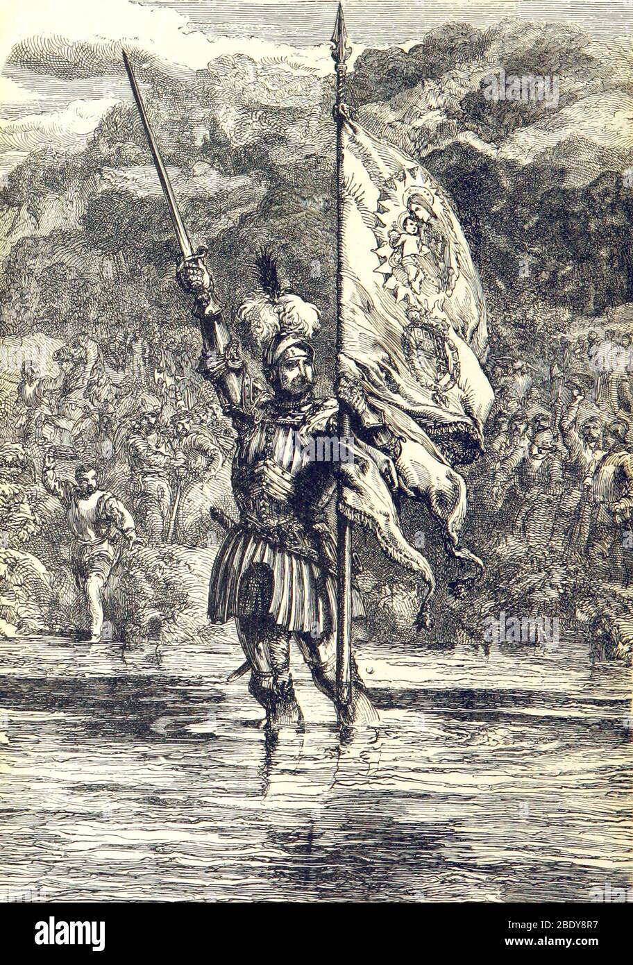 Hern√°n Cort√©s Claiming Mexico for Spain, 1519 Stock Photo