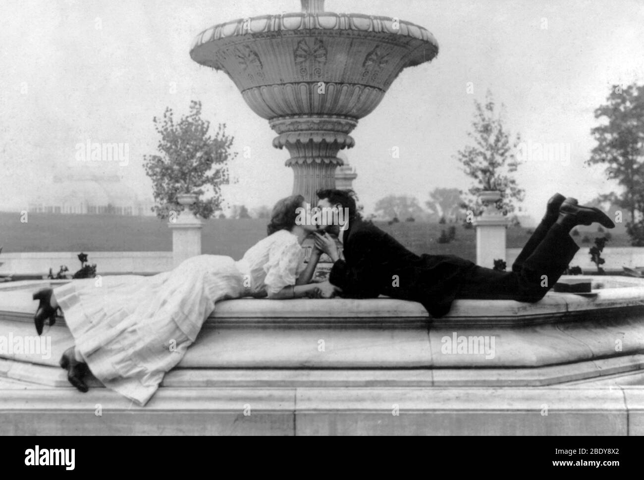 'Meet Me At the Fountain', 1908 Stock Photo