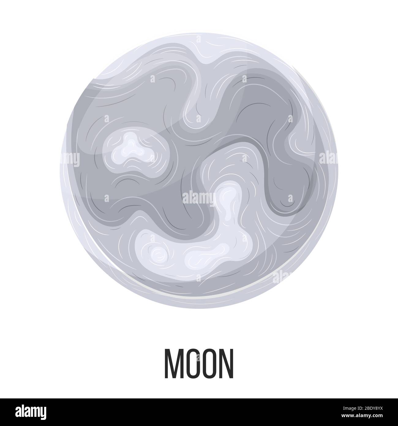 Moon isolated on white background. Solar system. Cartoon style vector ...