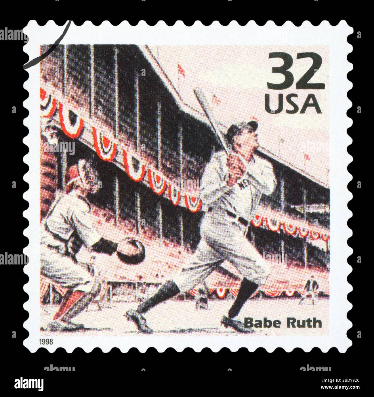 UNITED STATES OF AMERICA, CIRCA 1998: A postage stamp printed in USA showing an image of Babe Ruth, CIRCA 1998. Stock Photo