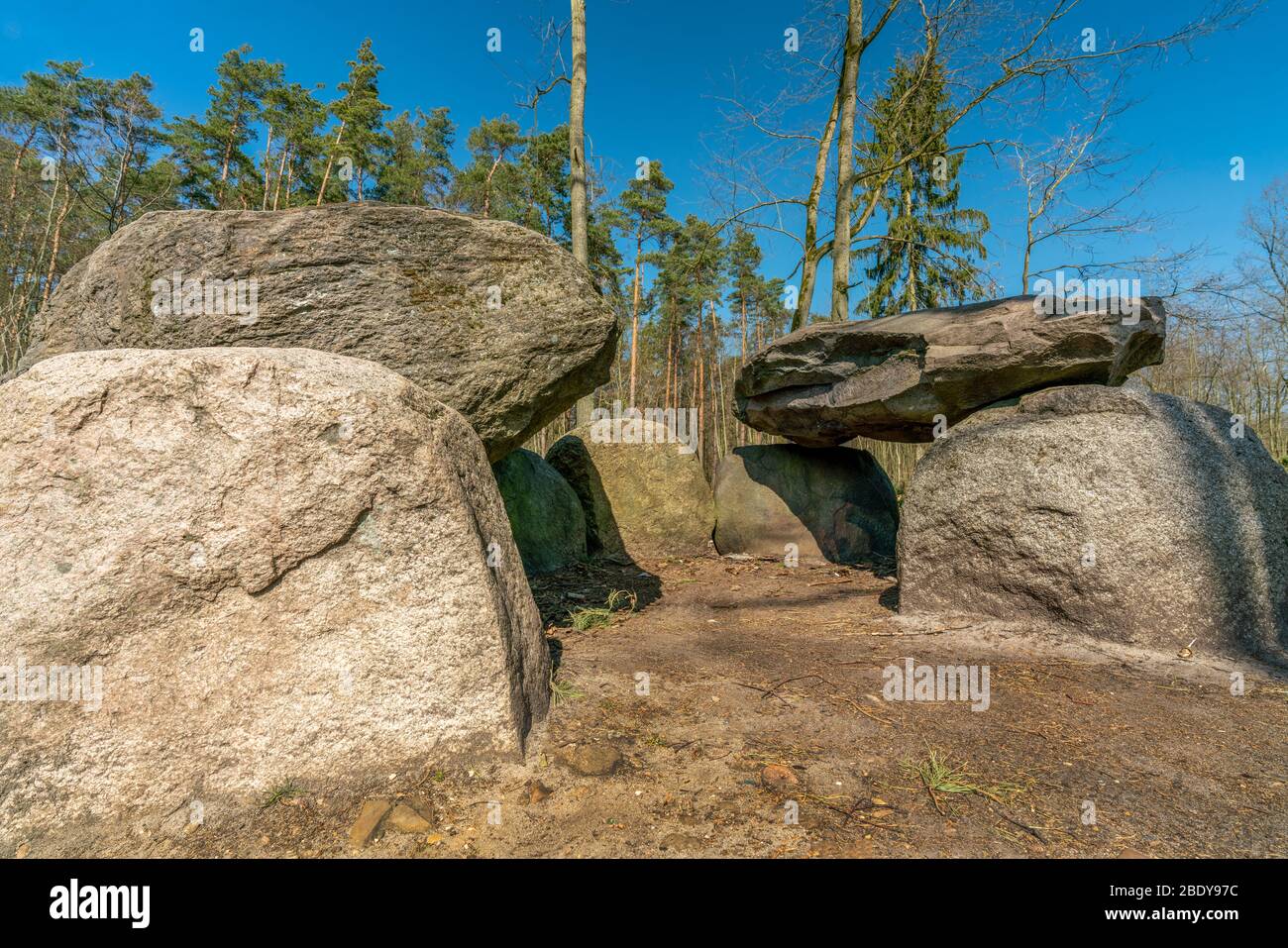 Prehistoric megalith dolmen Teufelskueche (devils kitchen) near Haldensleben in Germany Stock Photo