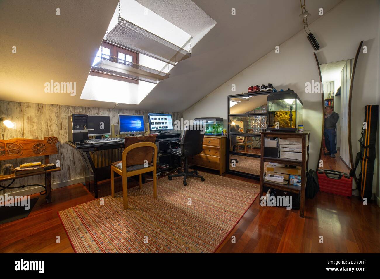 Indoor environment in an attic of a chalet Stock Photo