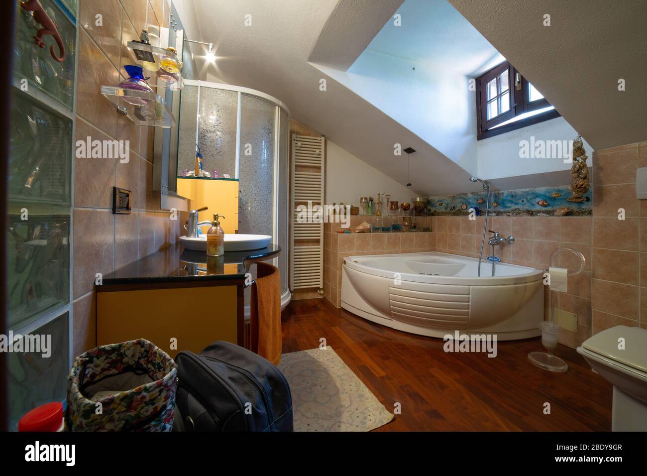 Indoor environment in an attic of a chalet Stock Photo