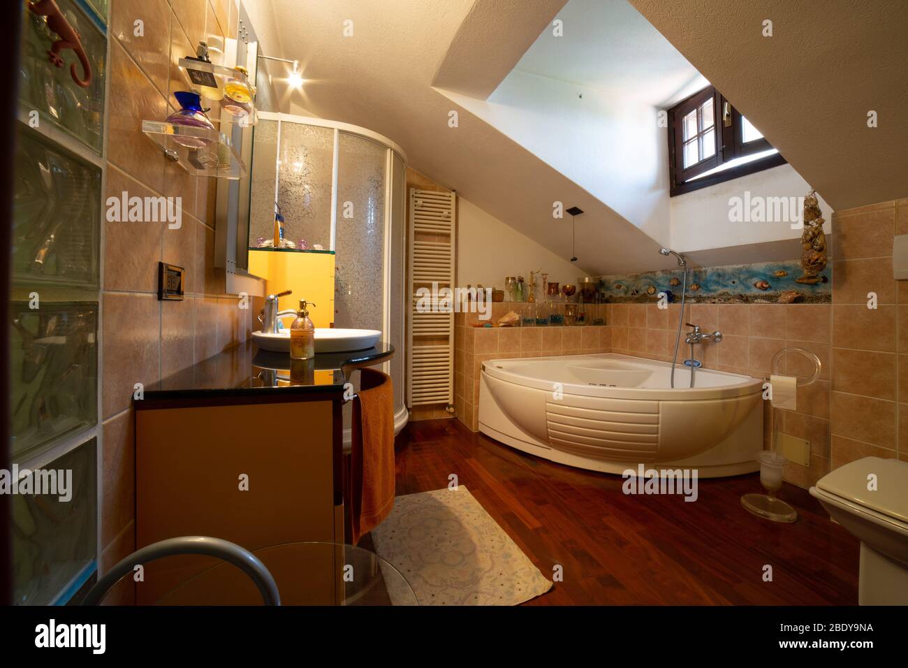Indoor environment in an attic of a chalet Stock Photo