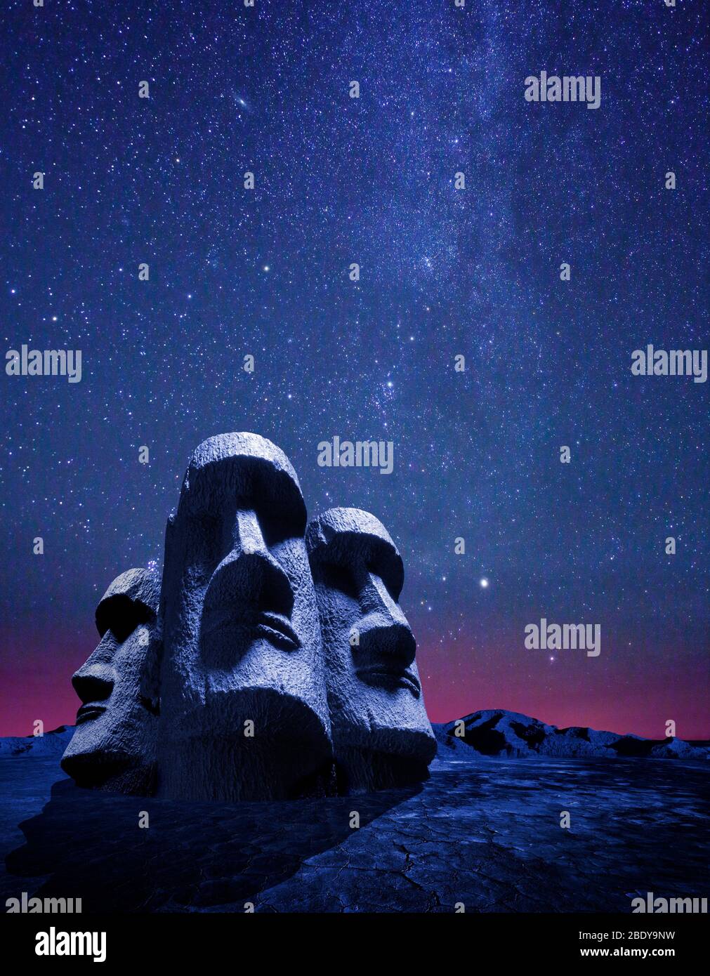 Easter Island Heads digital illustration Stock Photo Alamy