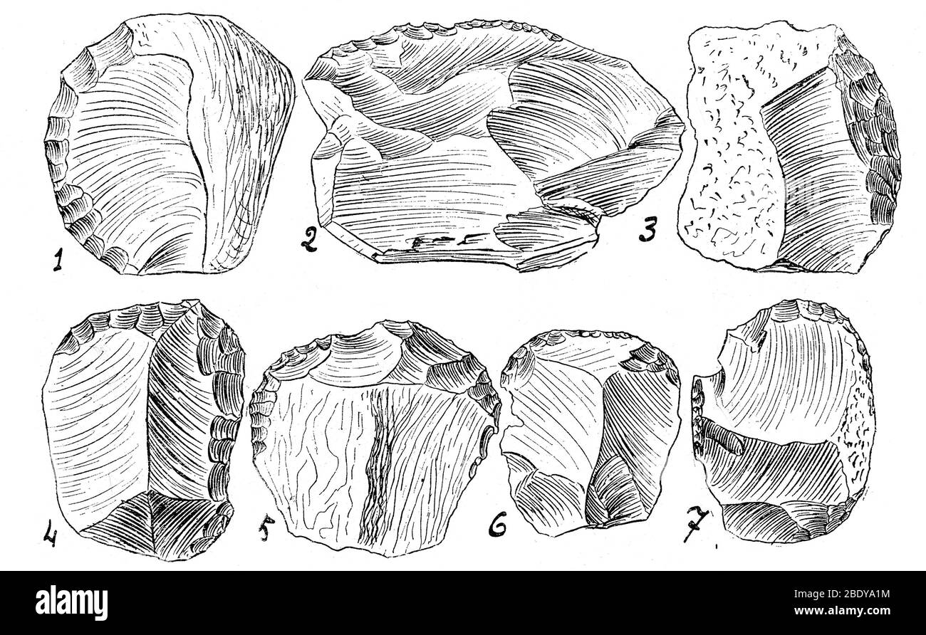 Upper Paleolithic Scrapers, Illustration Stock Photo