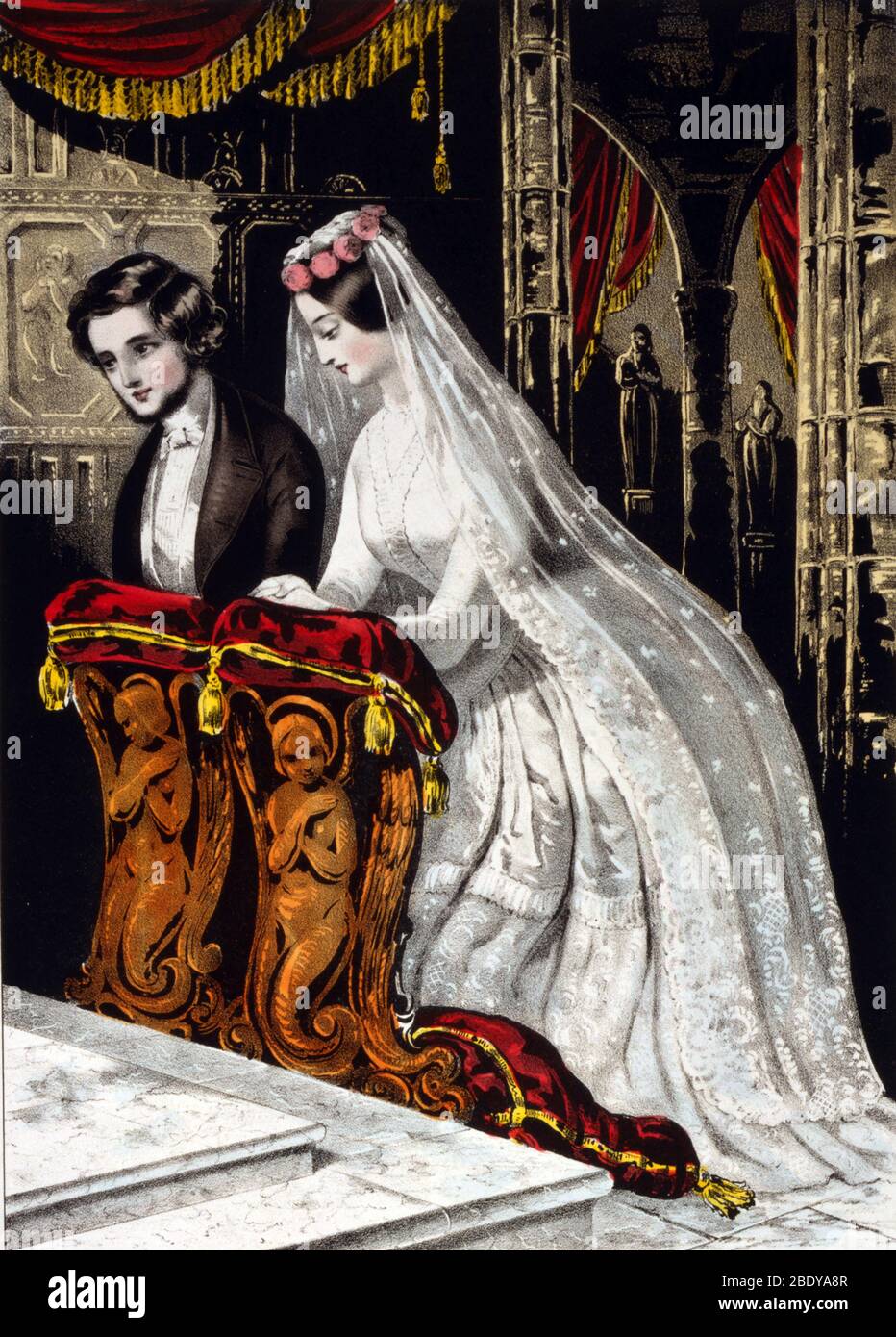 Church Wedding, 1846 Stock Photo