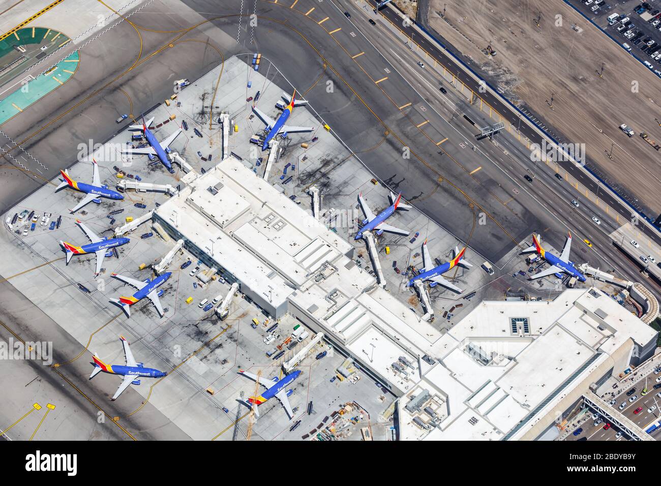 Los Angeles, California April 14, 2019 Southwest Airlines Boeing 737 airplanes Terminal 1 at