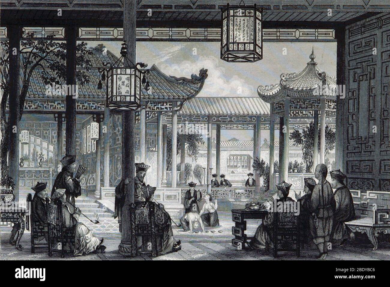Court of Mandarin Palace, 19th Century Stock Photo