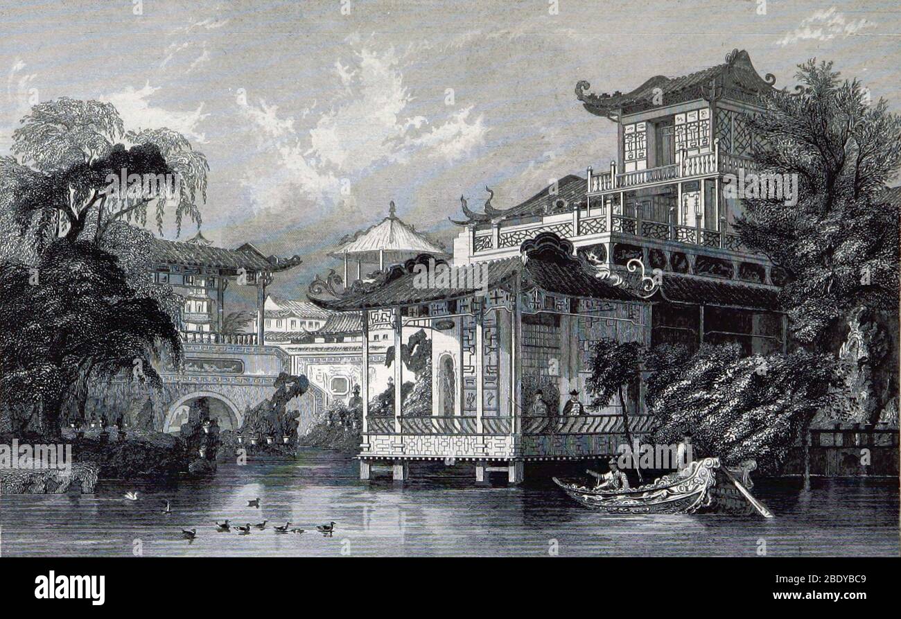 Merchant s House Canton China 19th Century Stock Photo Alamy