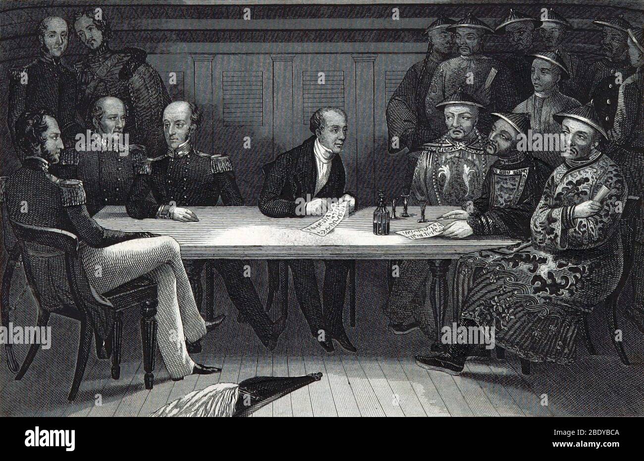 Chinese Officials Surrender Chusan, 1841 Stock Photo
