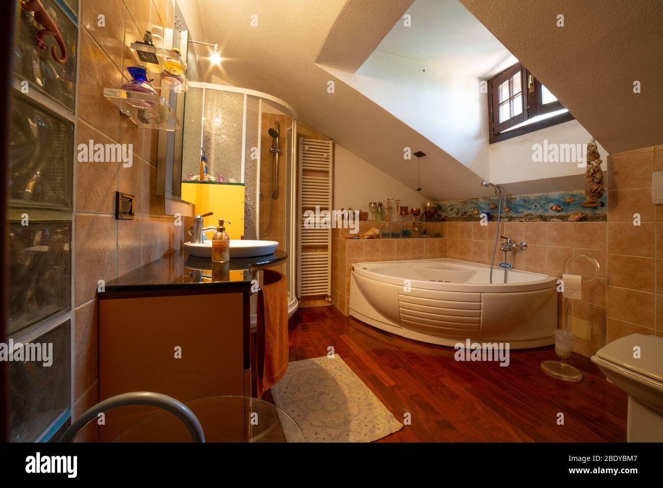 Indoor environment in an attic of a chalet Stock Photo