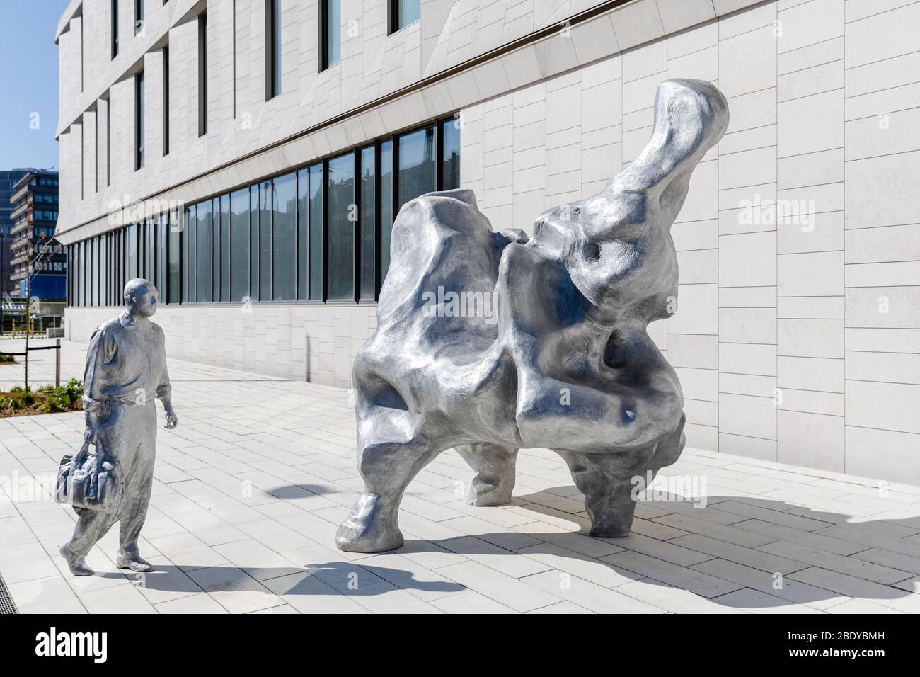 'Reflektor', sculpture by artist Kirsten Ortwed (2019), located outside the New Rigshospital, Copenhagen, Denmark Stock Photo