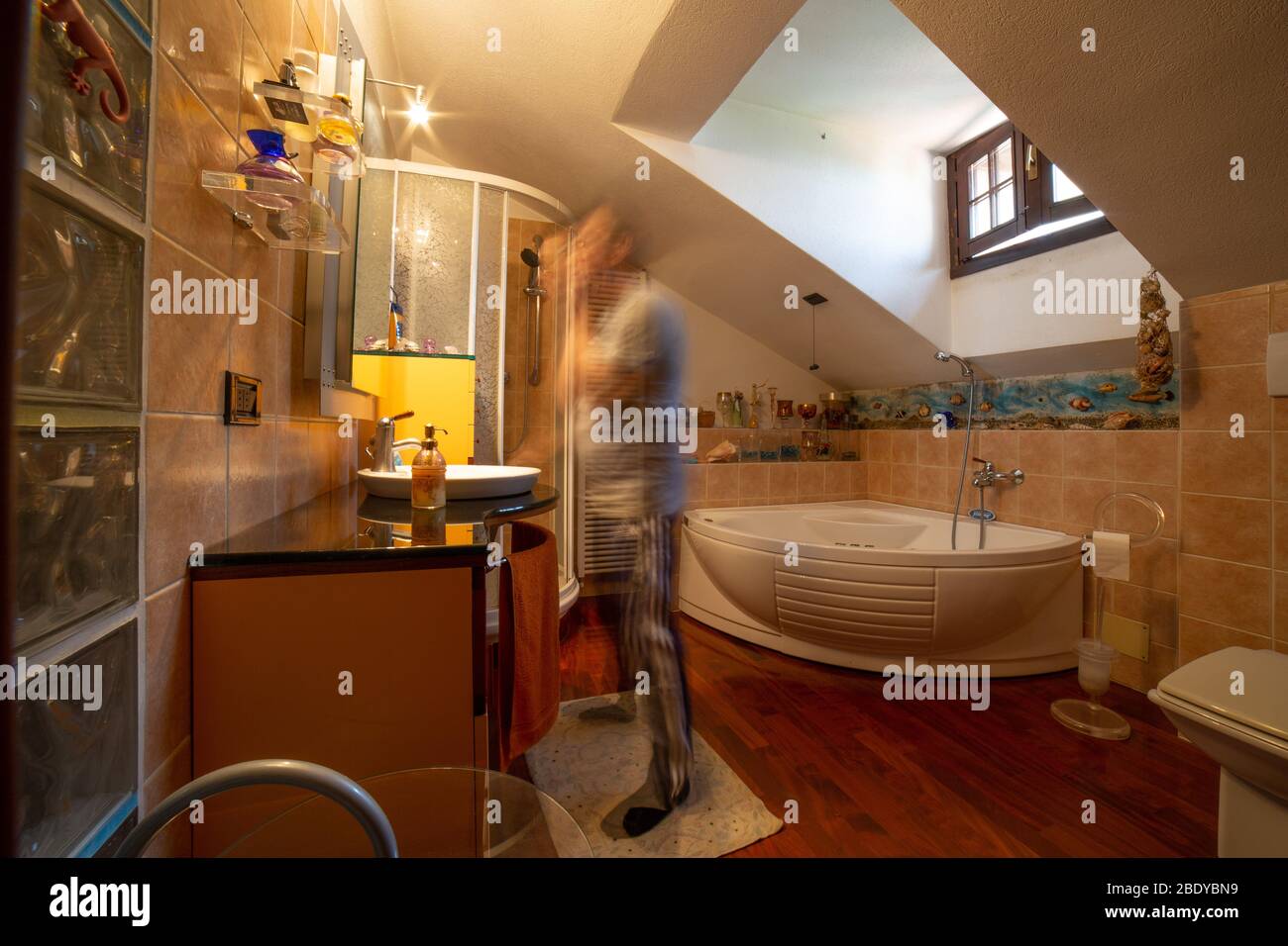 Indoor environment in an attic of a chalet Stock Photo