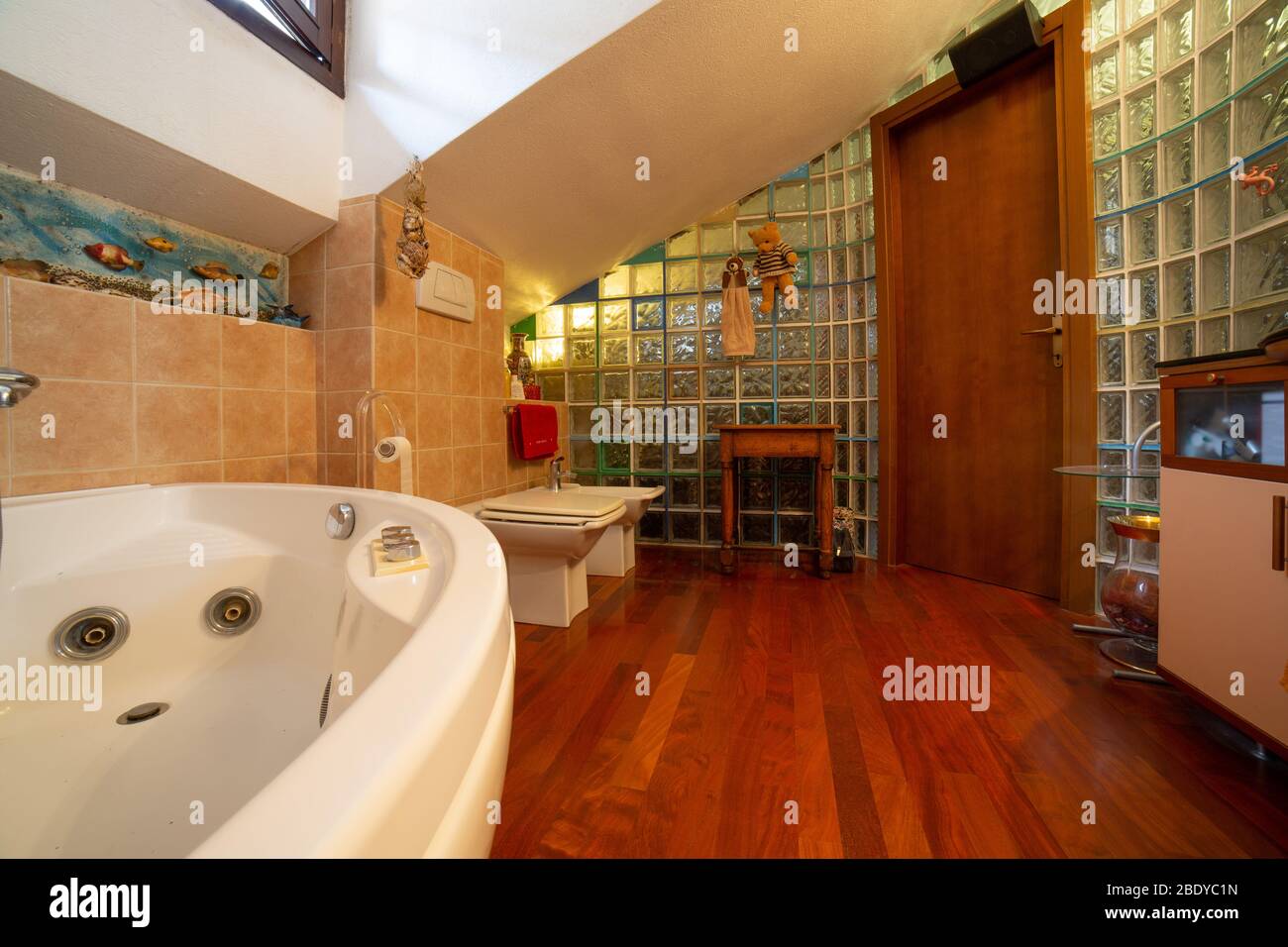 Indoor environment in an attic of a chalet Stock Photo