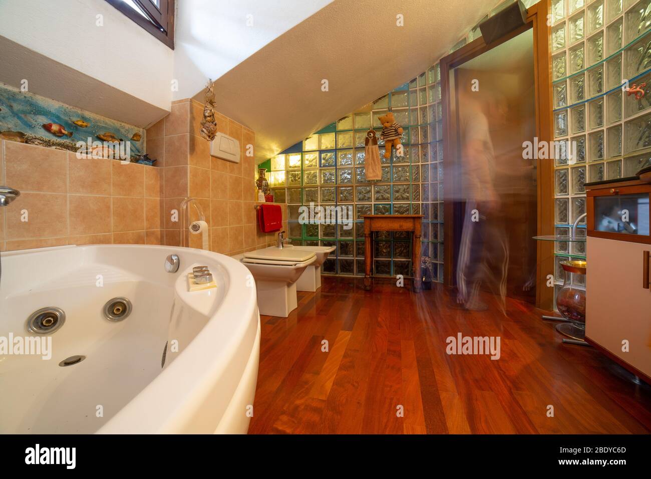 Indoor environment in an attic of a chalet Stock Photo