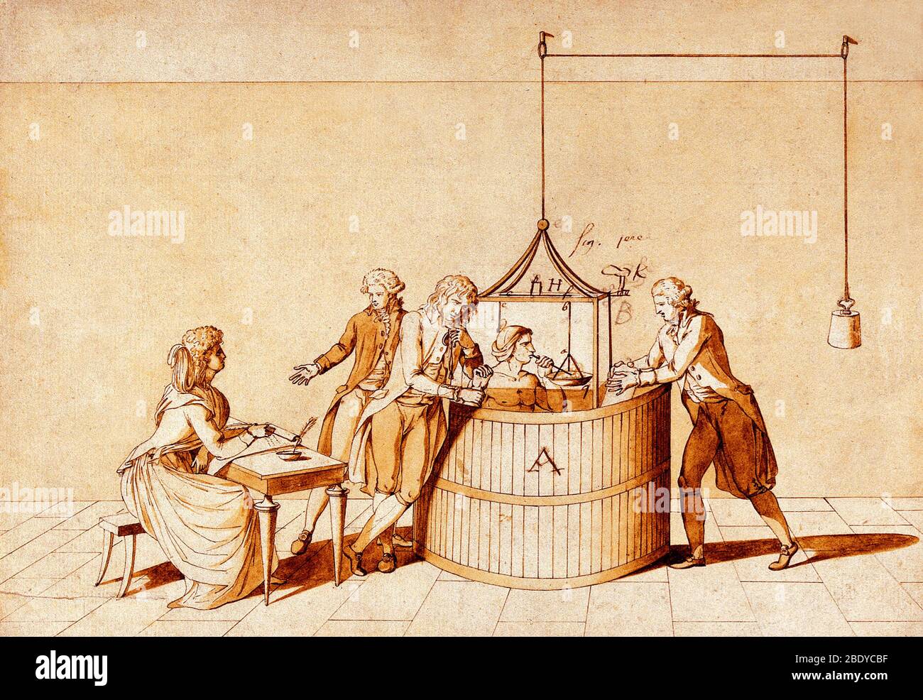 Antoine Lavoisier, Respiration Experiment Stock Photo