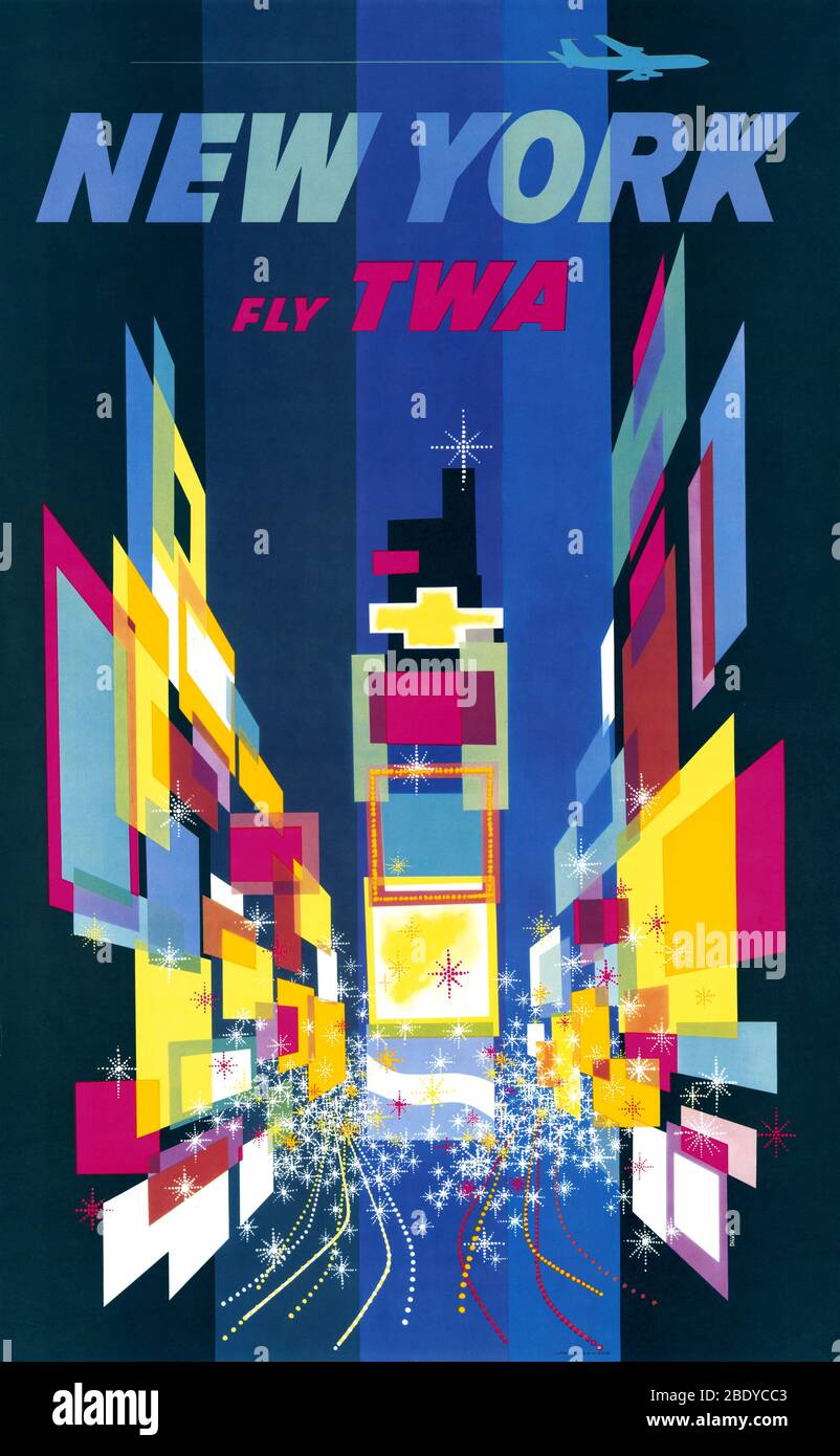 New York, Fly TWA Poster Stock Photo