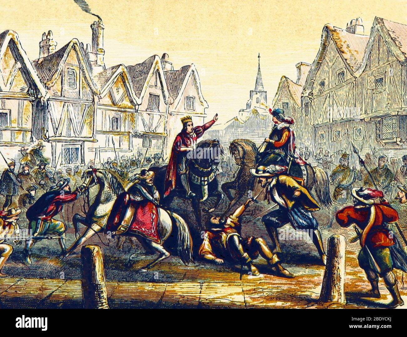 Death of Wat Tyler, The Peasants' Revolt, 1381 Stock Photo