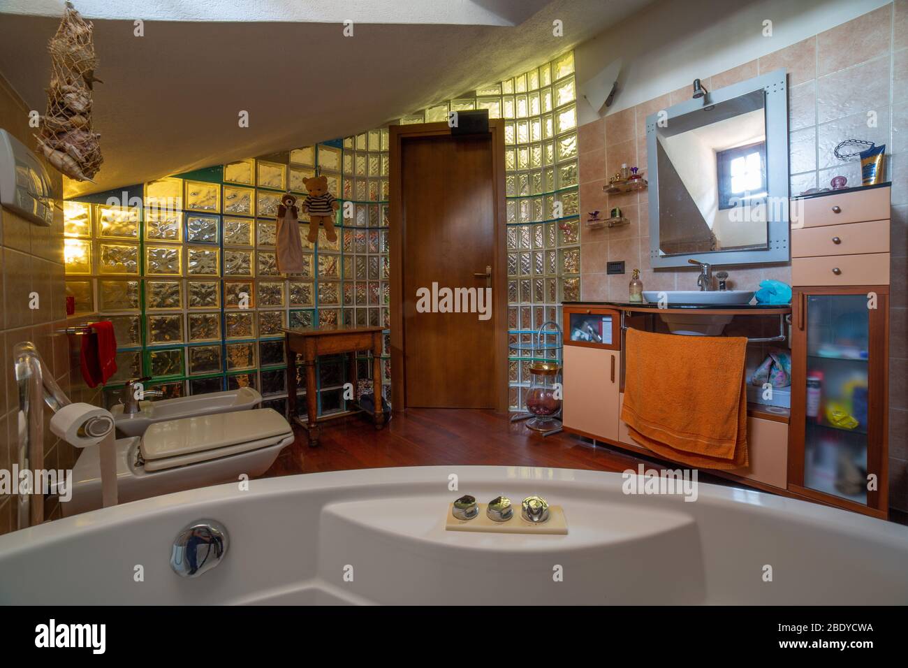 Indoor environment in an attic of a chalet Stock Photo