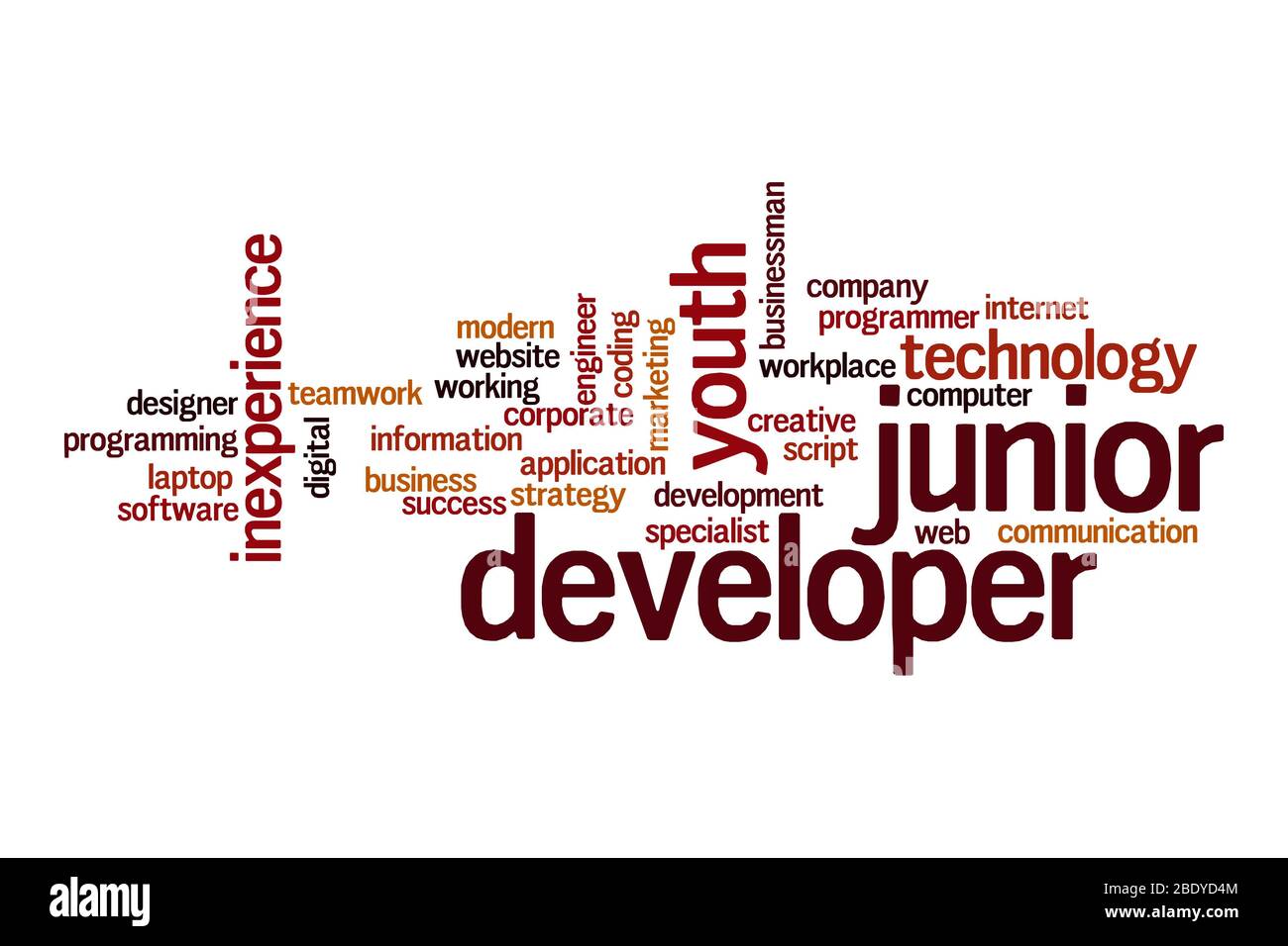 Junior developer word cloud concept on white background Stock Photo - Alamy
