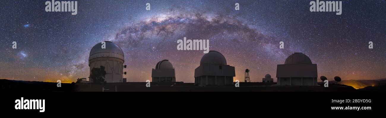 Milky Way Over Cerro Tololo Observatory, CTIO Stock Photo