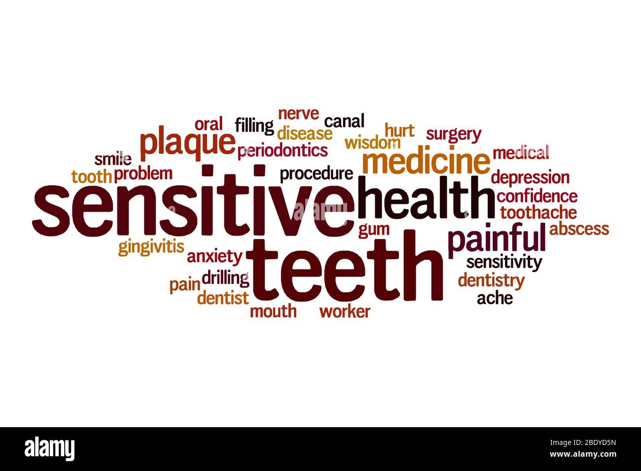 Sensitive teeth word cloud concept on white background Stock Photo