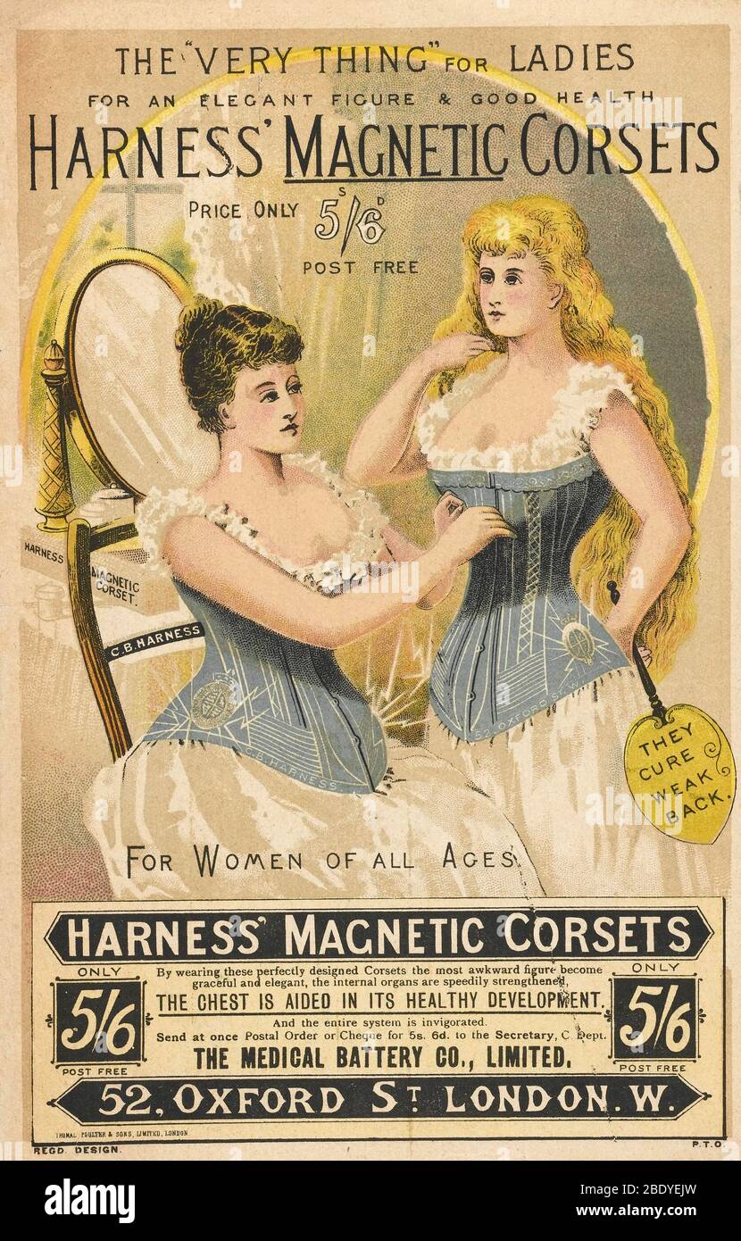 Ad for Harness' Magnetic Corsets, 1892 Stock Photo