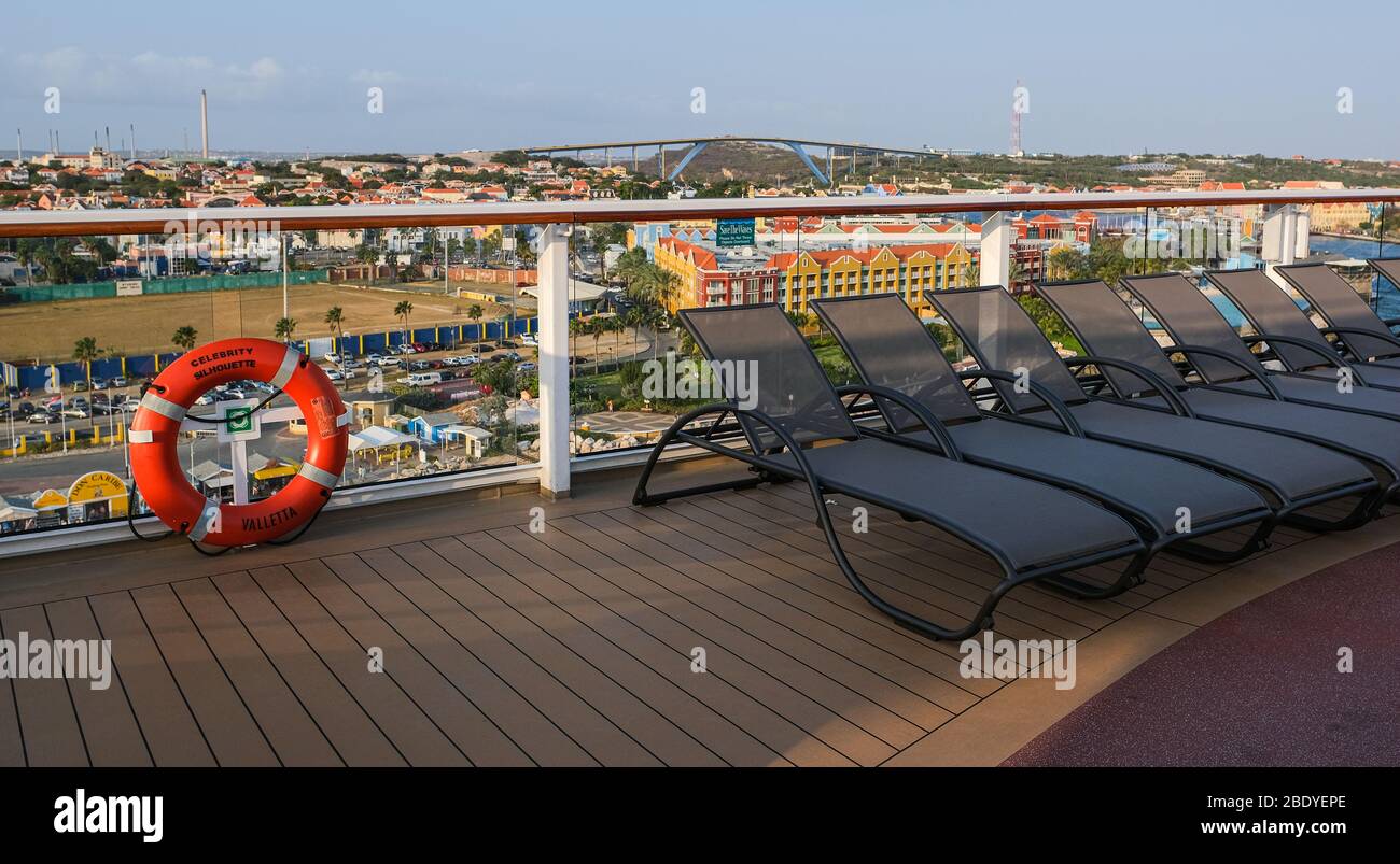 March 20, 2019, Celebrity Cruise Ship, Curacao Island, Caribbean Stock Photo