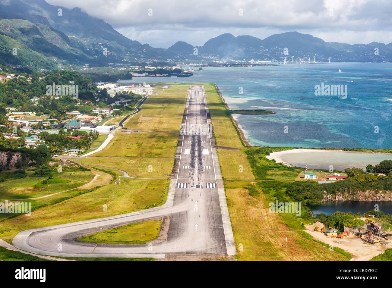 Mahe, Seychelles – February 8, 2020: Seychelles Airport SEZ Runway