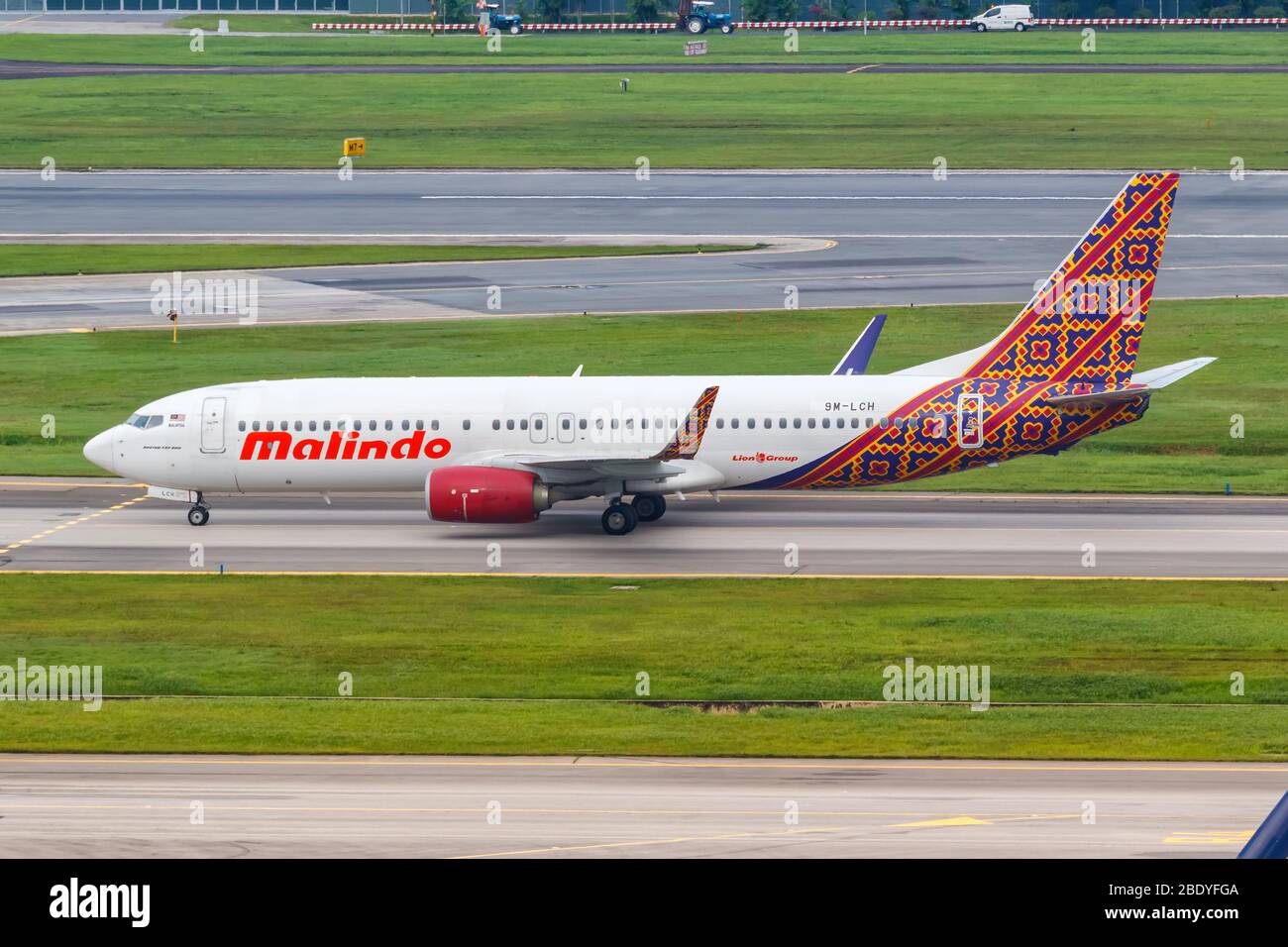 Changi, Singapore – January 29, 2018: Malindo Air Boeing 737-800 airplane at Changi airport (SIN) in Singapore. Boeing is an American aircraft manufac Stock Photo