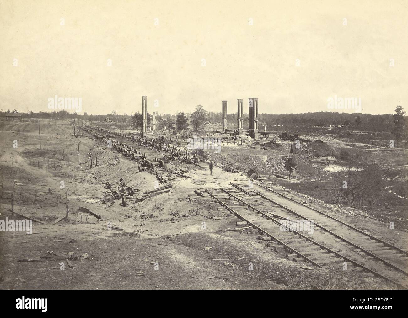 Destruction of Hood's Ordinance Train, 1864 Stock Photo