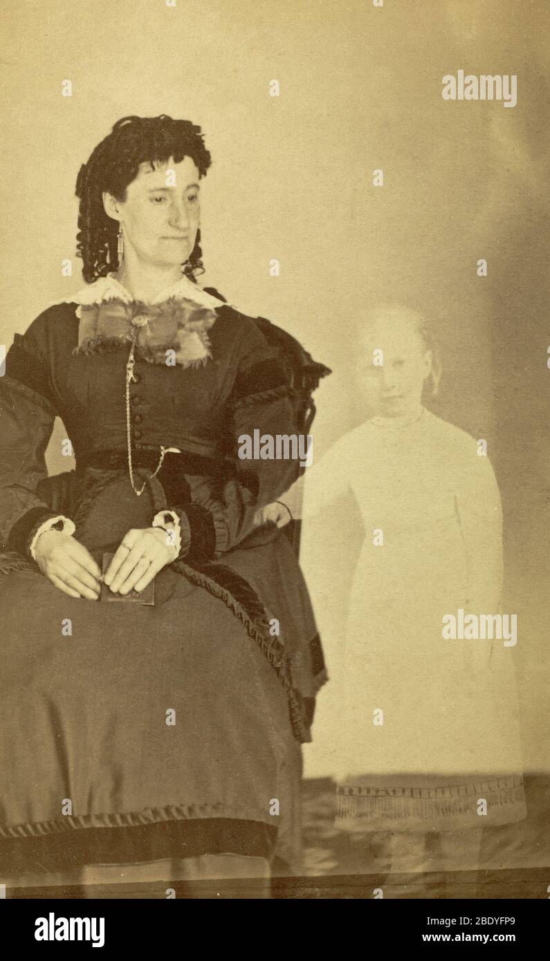 Mrs. Tinkman and 'Ghost', William Mumler, 1860s Stock Photo