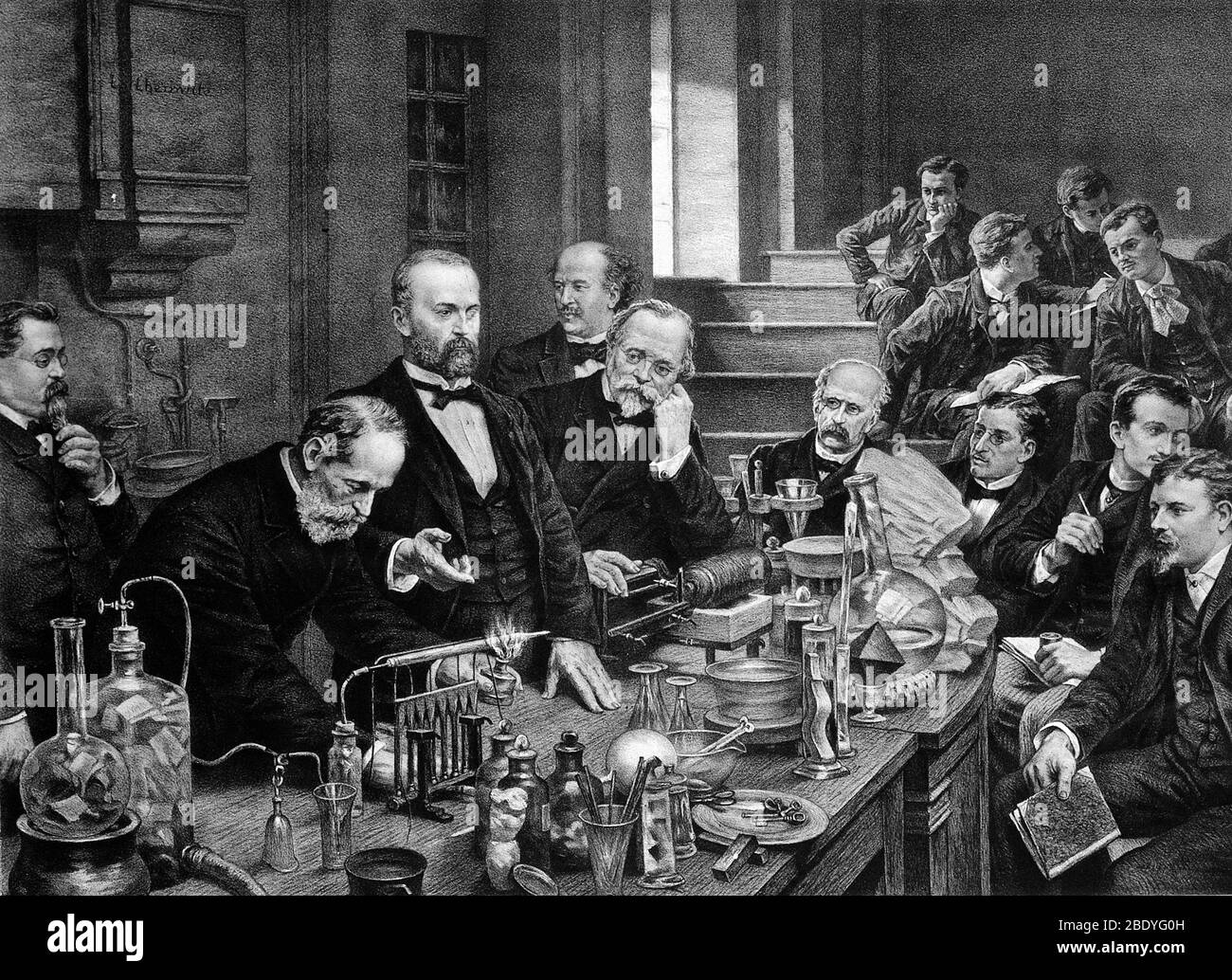 Deville Conducting Chemistry Experiment, 1878 Stock Photo