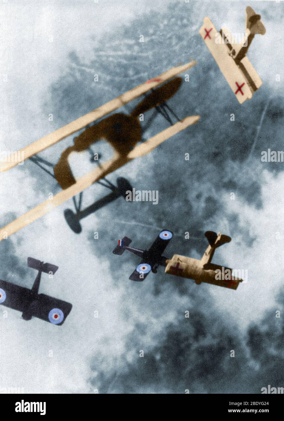 WWI, German and British Dogfight Stock Photo