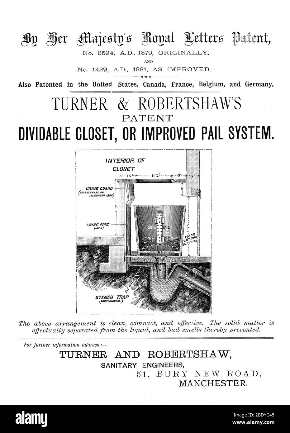 'Dividable Closet', Sanitation Advertisement, 1881 Stock Photo