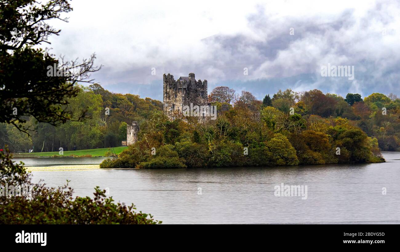A Landscape photo of Ross Castle  in Co. Kerry Stock Photo