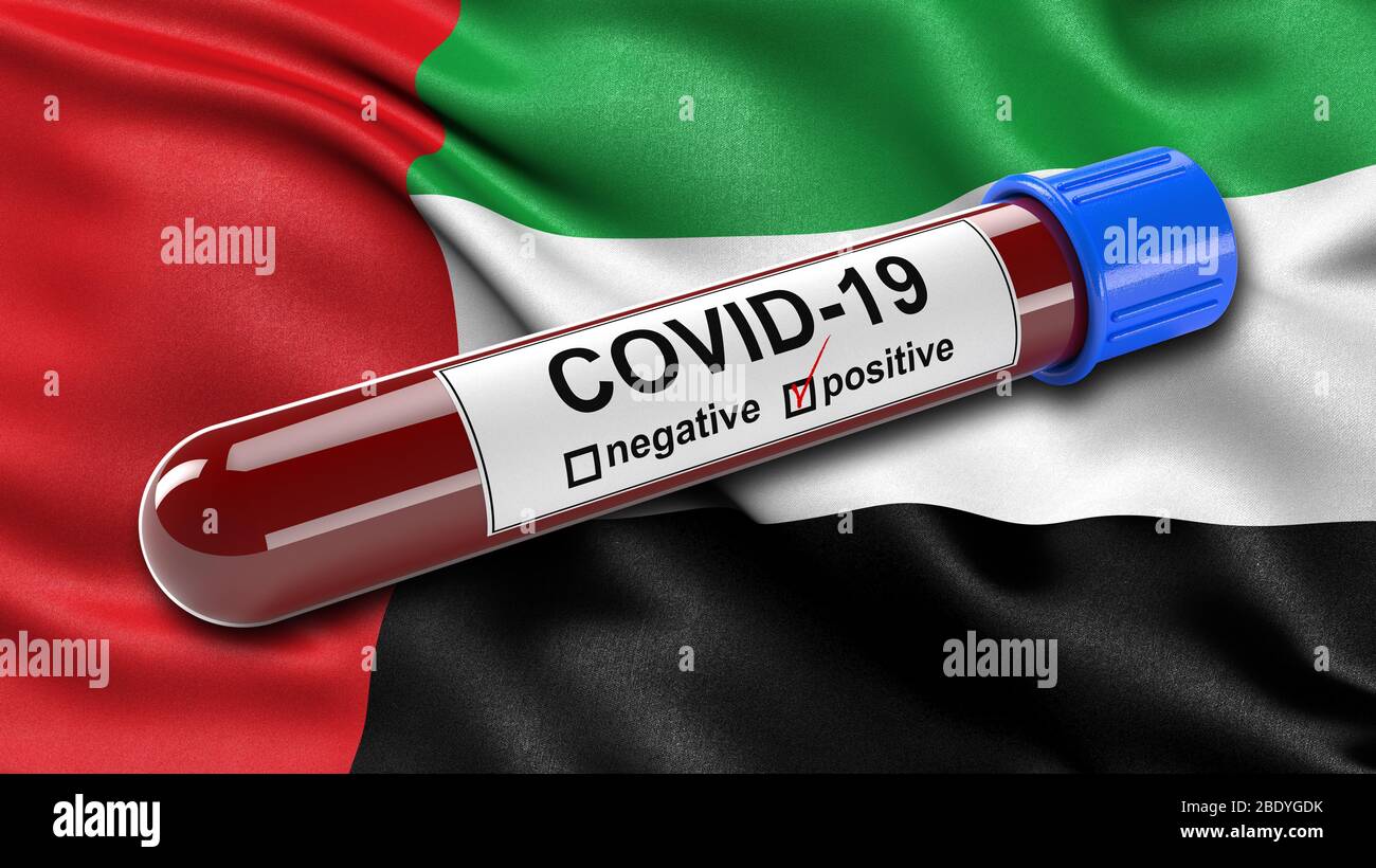 Flag of the United Arab Emirates waving in the wind with a positive