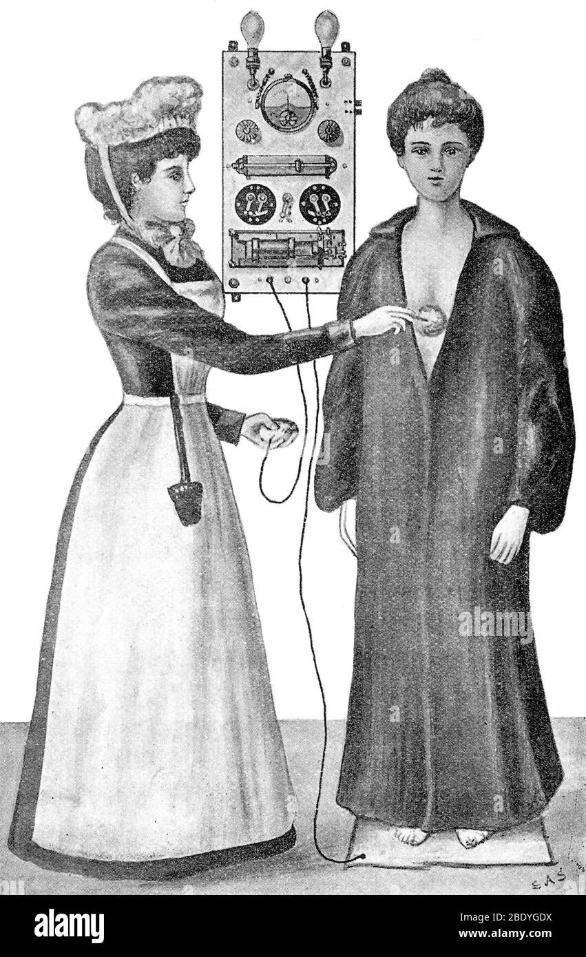 Electrotherapy, Faradization, 1900 Stock Photo