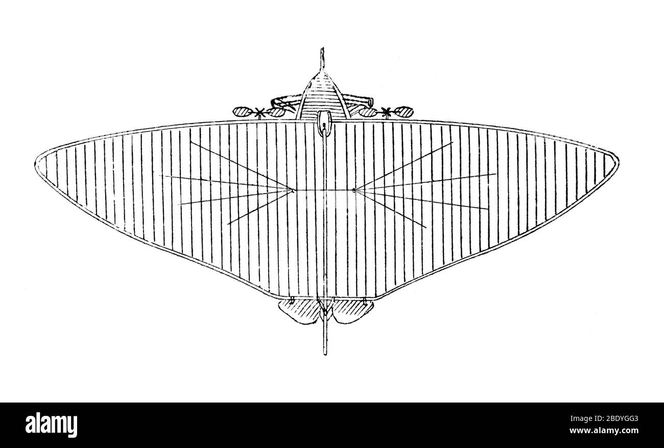P√©naud-Gauchot Twin-Propeller Monoplane, 1876 Stock Photo