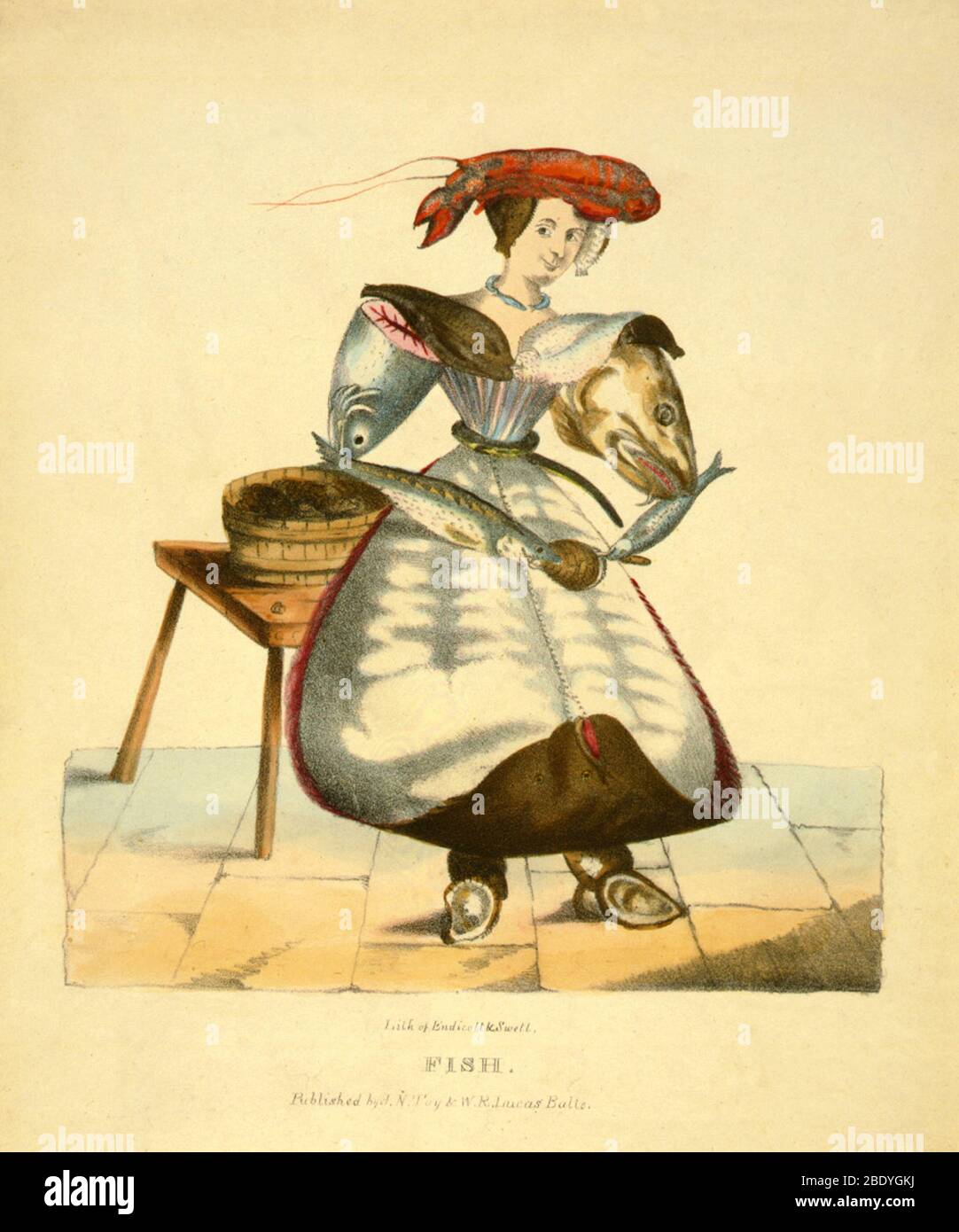 Woman Made of Fish, Caricature, 1831 Stock Photo