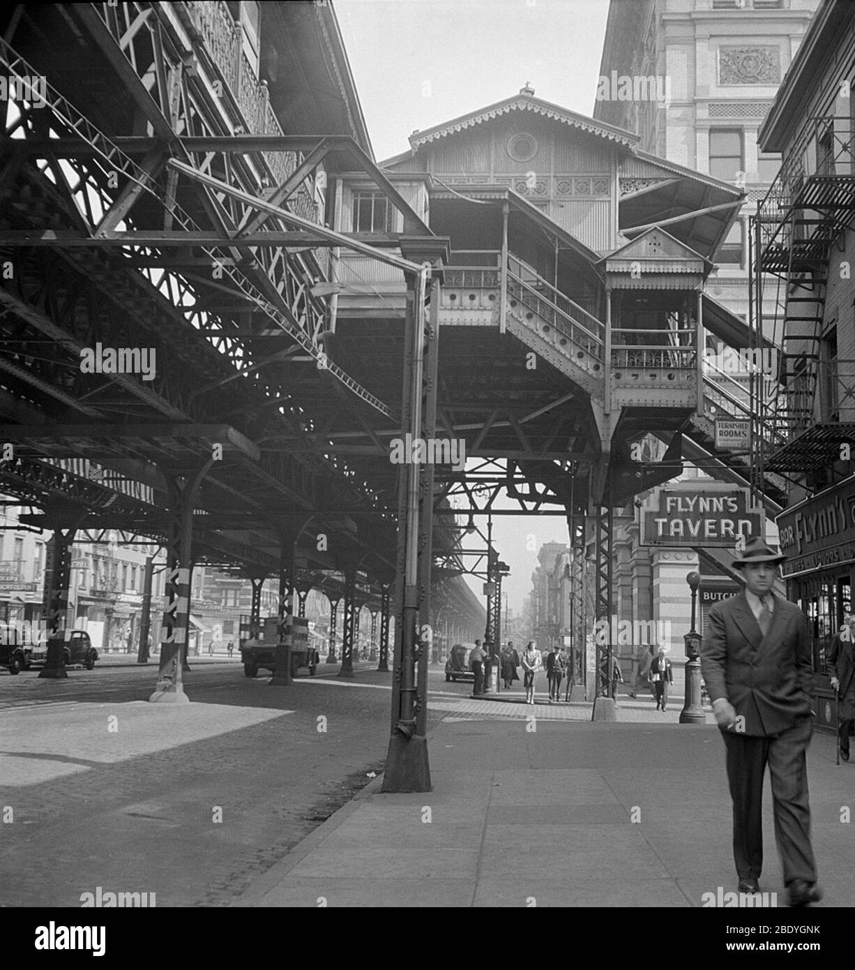 Third Avenue Elevated Railway, New York, 1942 Stock Photo