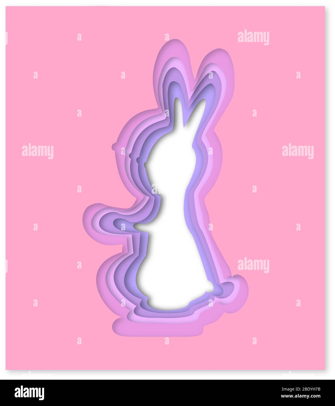 Easter bunny holiday symbol paper cutout illustration Stock Photo
